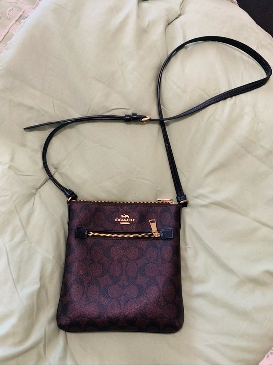 Coach Handbags - Coach Brown Signature Crossbody with Black Strap and Gold Hardware